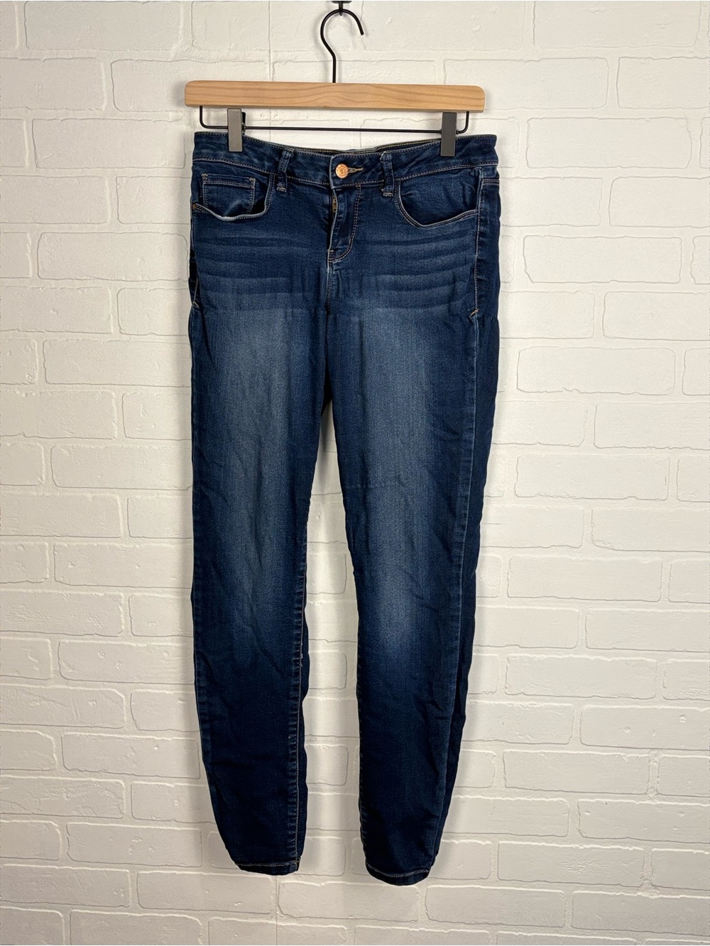 lei Women Jeans Blue Stretch Denim Skinny Mid Rise Size 7 Regular Y2K Grunge